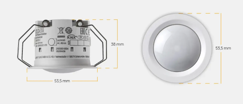 Détecteur de présence compact JUNG KNX Mini de 53,5 mm pour un montage discret au plafond – Stagobel