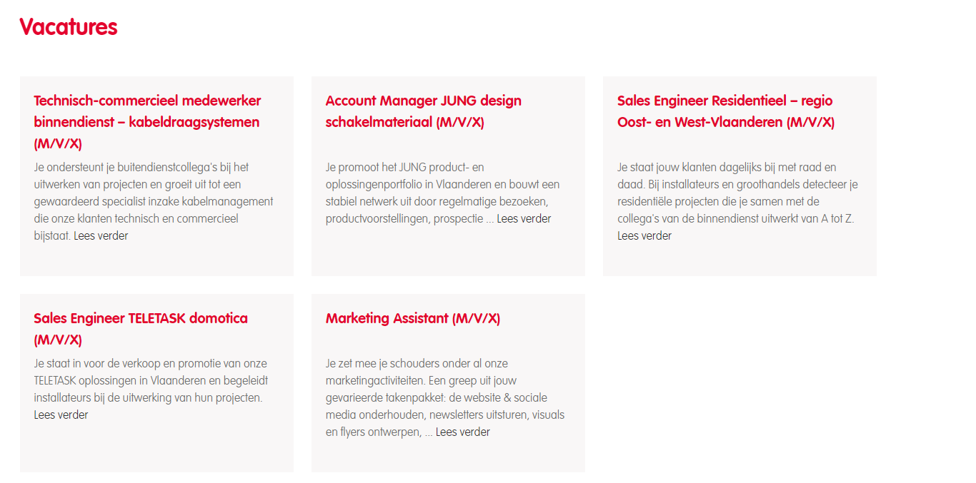 Diversiteit en gender gelijkheid Screenshot van openstaande vacatures