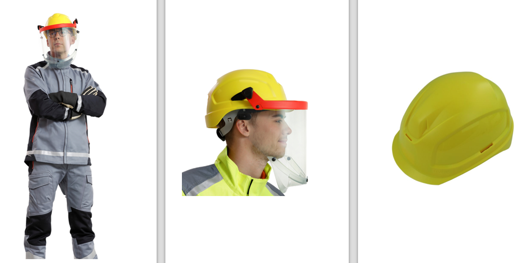 Vêtements et casques de sécurité Une personne porte un casque de sécurité DEHN